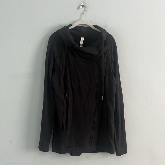 Lululemon Coast Easy Wrap Black Asymmetric Zip Cocoon Jacket - Picture 3 of 6